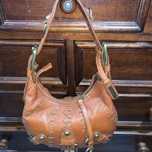 Isabelle Fiore Leather Buckle Studded Handbag